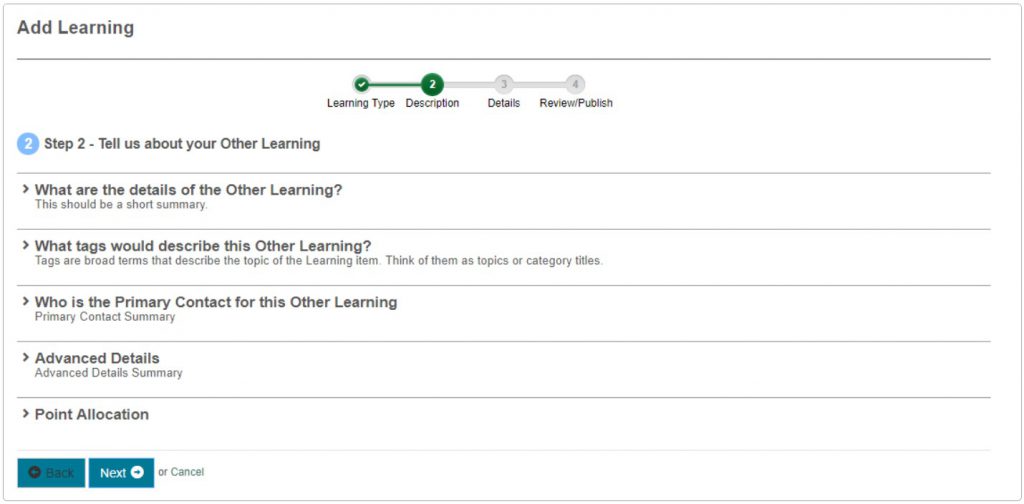 Other Learning created