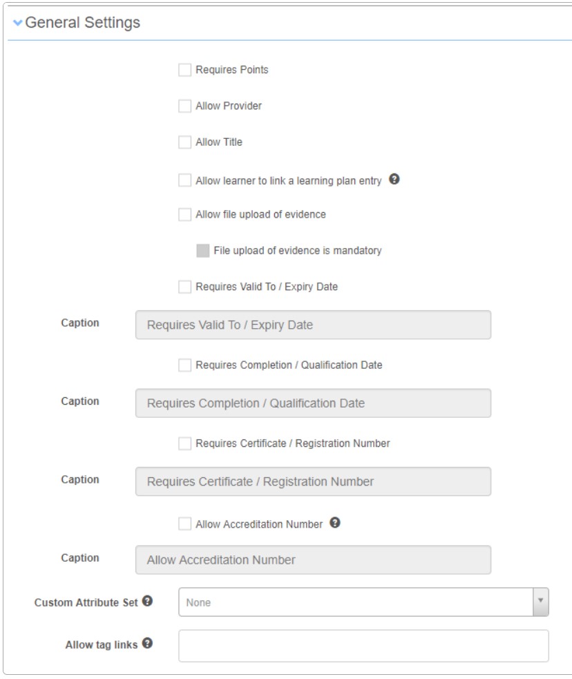 General settings
