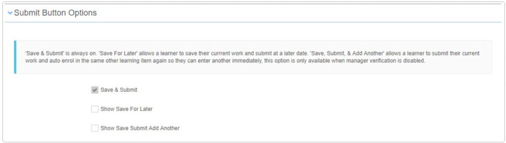 Submit button options
