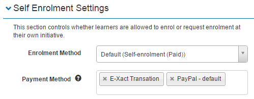 Enrolment and payment method