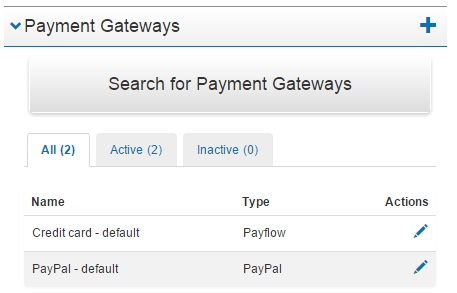 Payment Gateways section