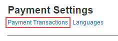 Payment Transactions link from settings