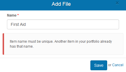 File name not unique feedback
