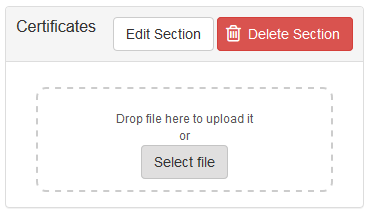 Section edit and delete buttons