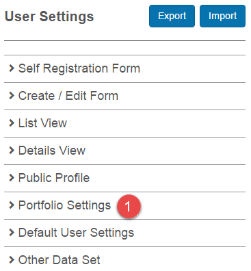 Portfolio Settings section