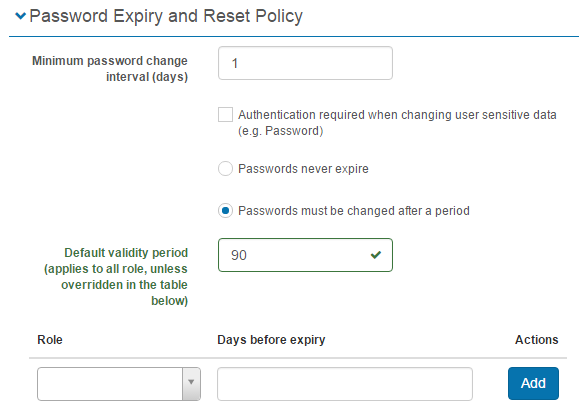 Expiry and Reset section