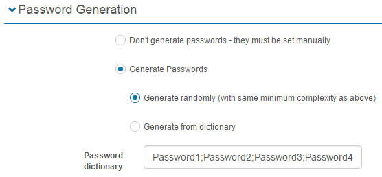 Password Generation section