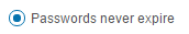 Passwords never expire setting