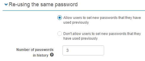 Re-using passwords section