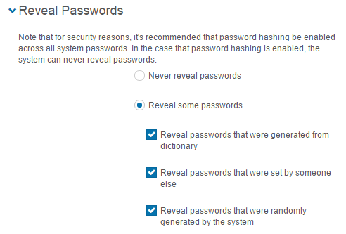 Reveal Passwords section