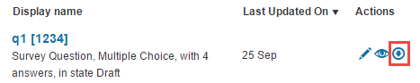 Question list showing download options