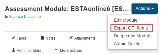 Export QTI Items from assessment module