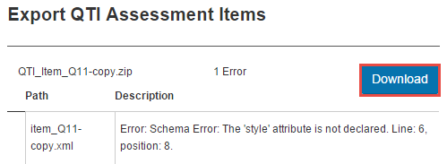 Export with warnings and errors