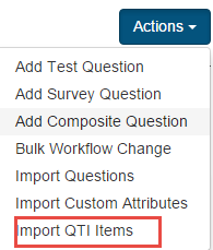 Import QTI Items menu