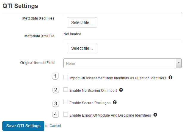 QTI Settings screen