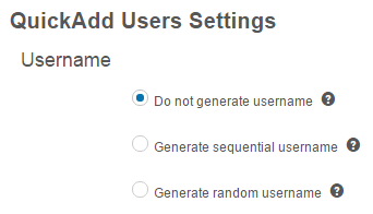 Username options dropdown