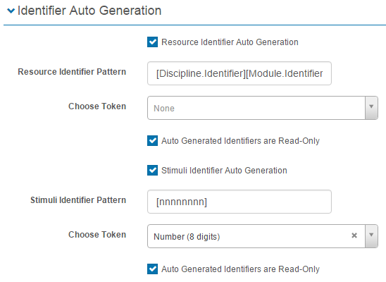 Identifier auto generation section