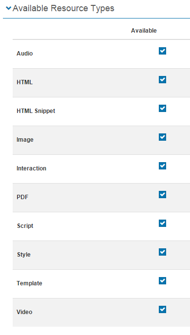 Available Resource Types section