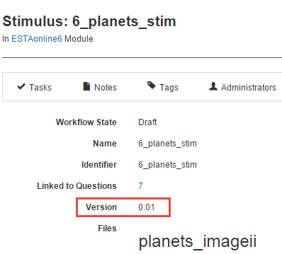 Stimulus version field