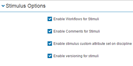 Stimulus options section