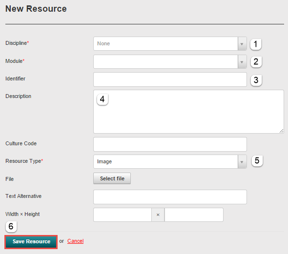 Add Resource form