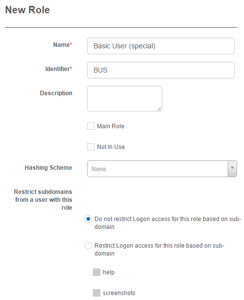 Add Role screen