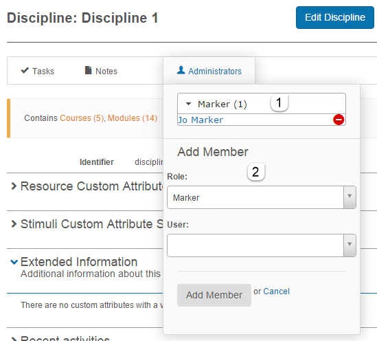 Administrators widget