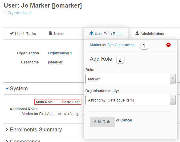 User Extra Roles widget
