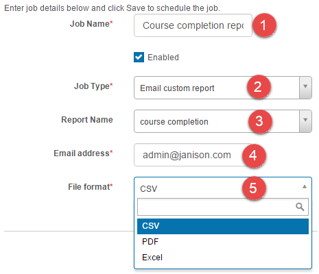 Email custom report form