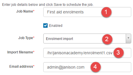 Enrolment import form