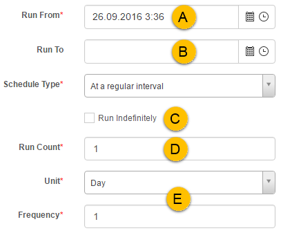 At a regular interval form