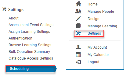 Scheduling screen
