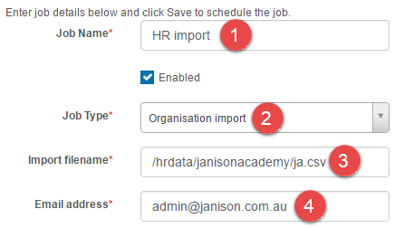 Organisation import form