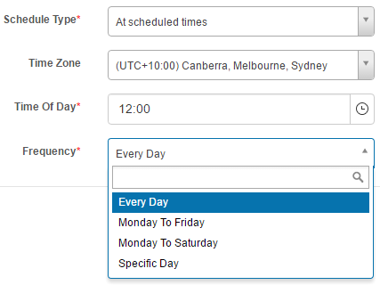 Scheduled times form