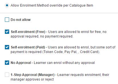 Enrolment methods selector