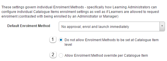 Self enrolment methods section
