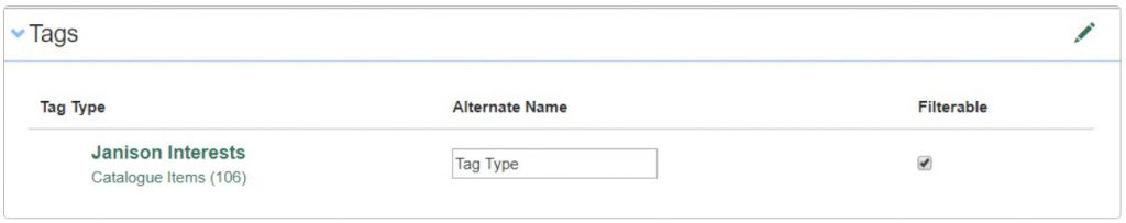 Tags settings