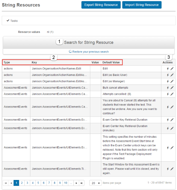Inspect string resources