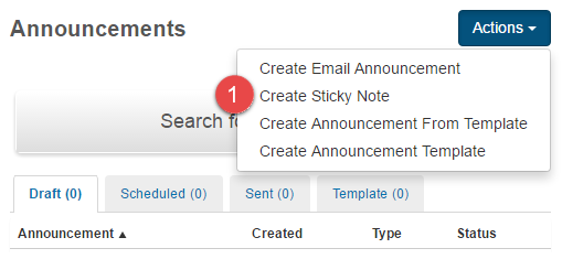 Create Sticky Note button