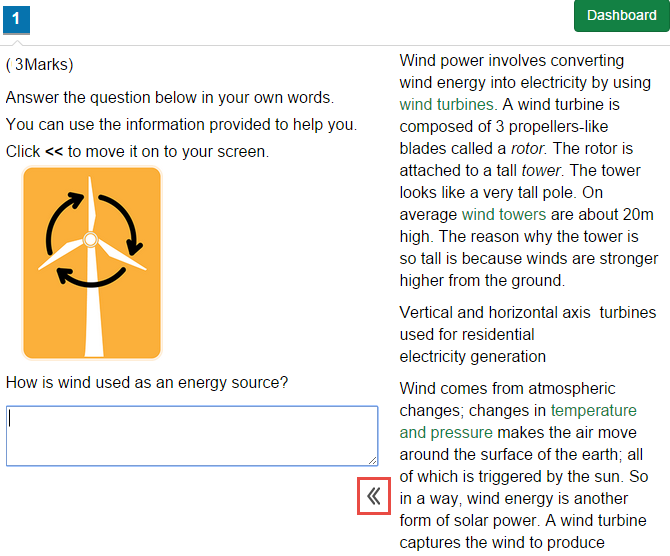 Stimulus shown alongside a question