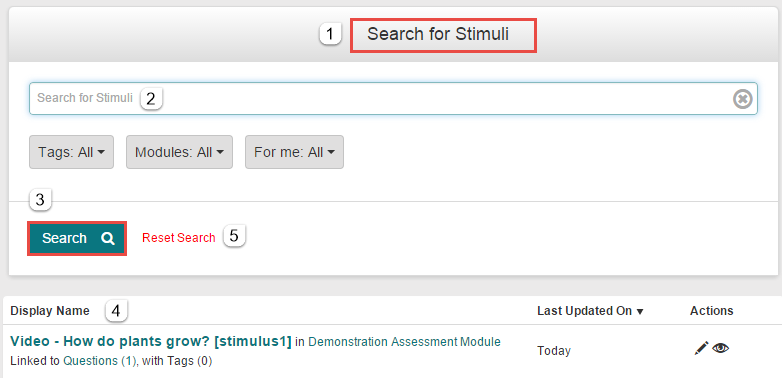 Search for stimuli