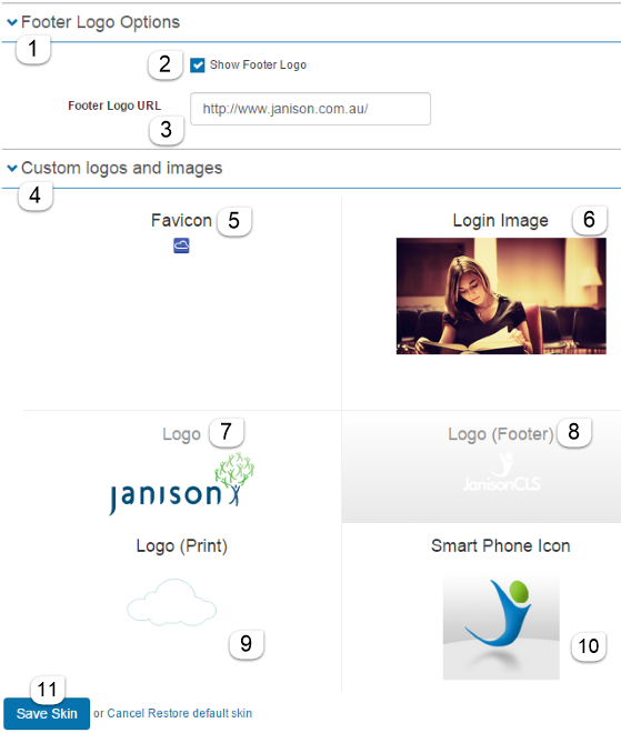 Footer logo settings