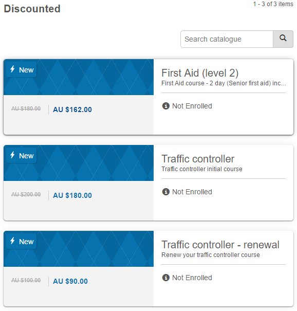 Subscription catalogue list