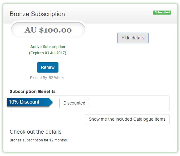 Subscription details