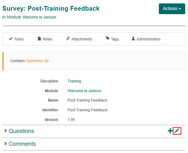 Add existing questions
