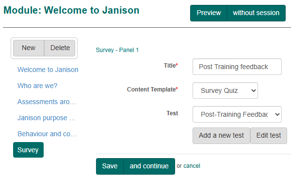 Survey linked to a module