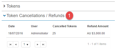 Token cancellations / refunds section