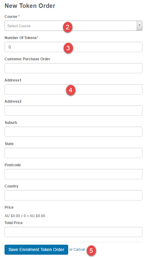 Request token order form