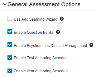 General Assessment Options section