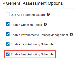 Item Authoring Schedule option
